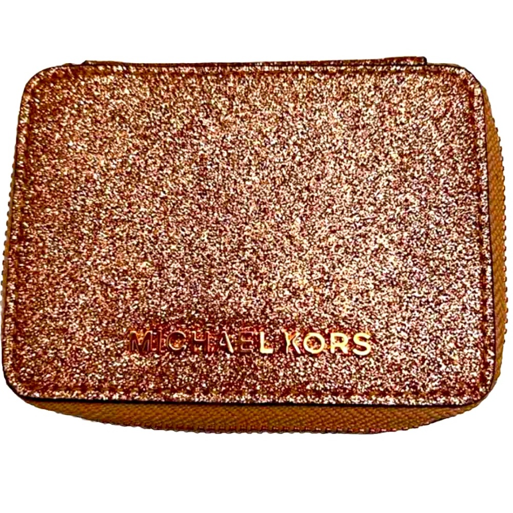 Michael Kors Rose Gold Sparkle Travel Vacation Pill Case or Jewelry Case NWOT